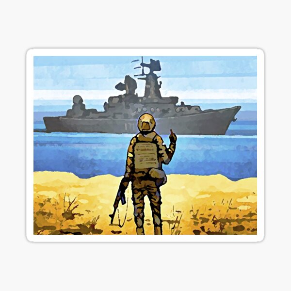 Russian Warship Go Fuck Yourself, Graphic Poster, Support for Ukraine Sticker