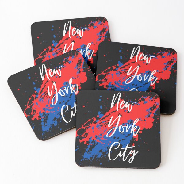 Item preview, Design with the words New York City. Splatter effect blue and red colors designed and sold by toomi123.