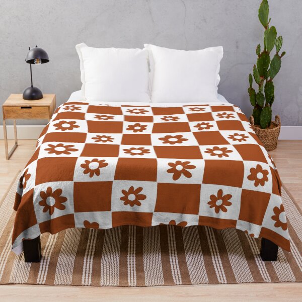 Item preview, Hand Drawn Checkered Daisy Pattern (burnt orange/white) designed and sold by Design Minds Boutique.