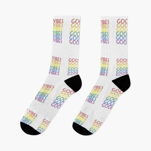 Item preview, Good vibes quote Gay pride colors old school font designed and sold by NerdnGeekshop.