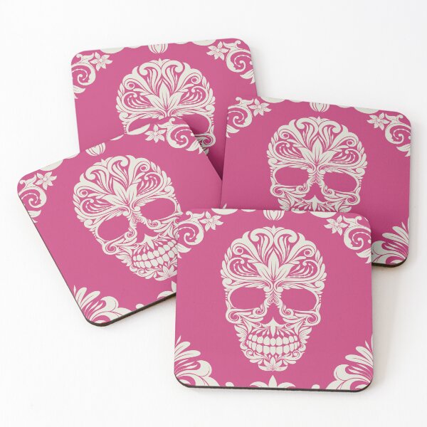 Item preview, Pink And Beige Floral Skull Digital Illustration  designed and sold by RihabPrint.