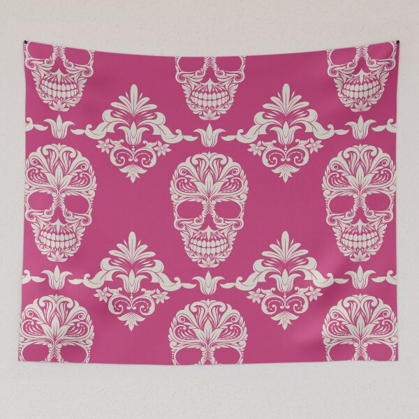 Item preview, Pink And Beige Floral Skull Digital Illustration  designed and sold by RihabPrint.