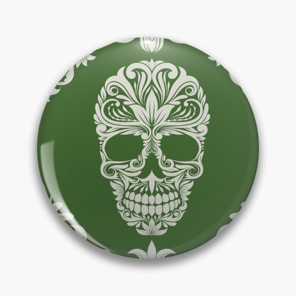 Item preview, Green And Beige Floral Skull Digital Illustration  designed and sold by RihabPrint.