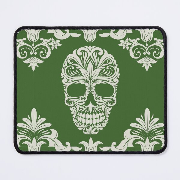 Item preview, Green And Beige Floral Skull Digital Illustration  designed and sold by RihabPrint.