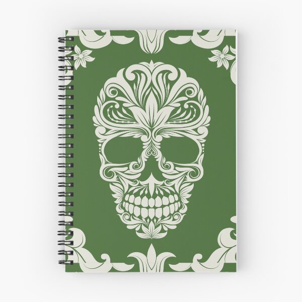 Item preview, Green And Beige Floral Skull Digital Illustration  designed and sold by RihabPrint.