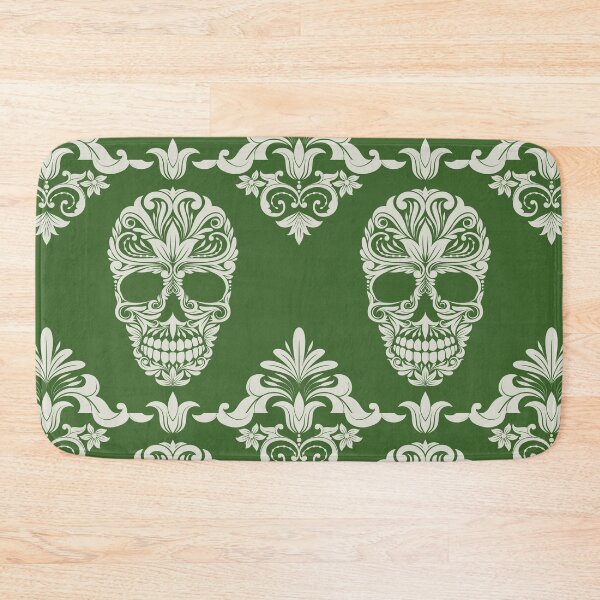 Item preview, Green And Beige Floral Skull Digital Illustration  designed and sold by RihabPrint.