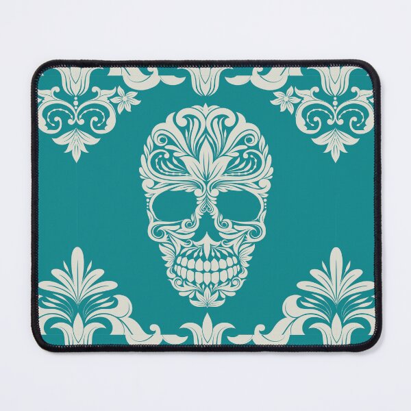 Item preview, Blue And Beige Floral Skull Digital Illustration  designed and sold by RihabPrint.