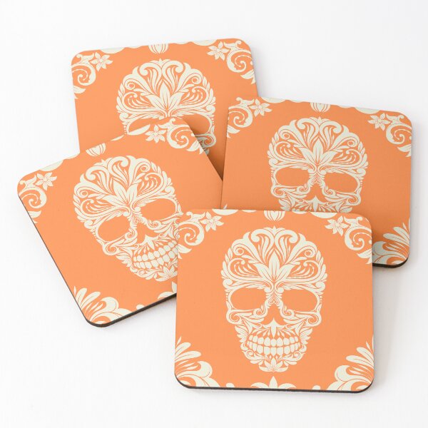Item preview, Orange And Beige Floral Skull Digital Illustration  designed and sold by RihabPrint.