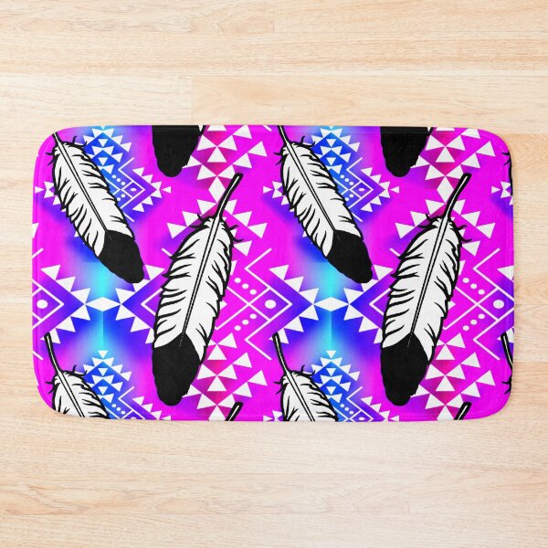 Item preview, Neon Pink  / Blue / White Gradient Geometric Feather Print designed and sold by JMWCD.