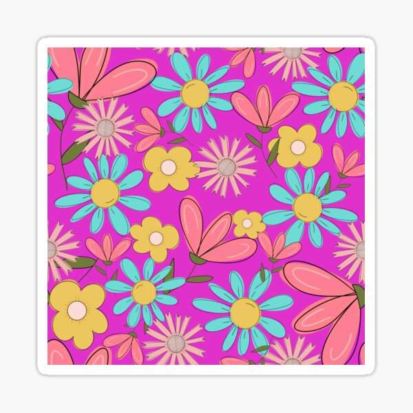 Passion pink floral pattern Sticker