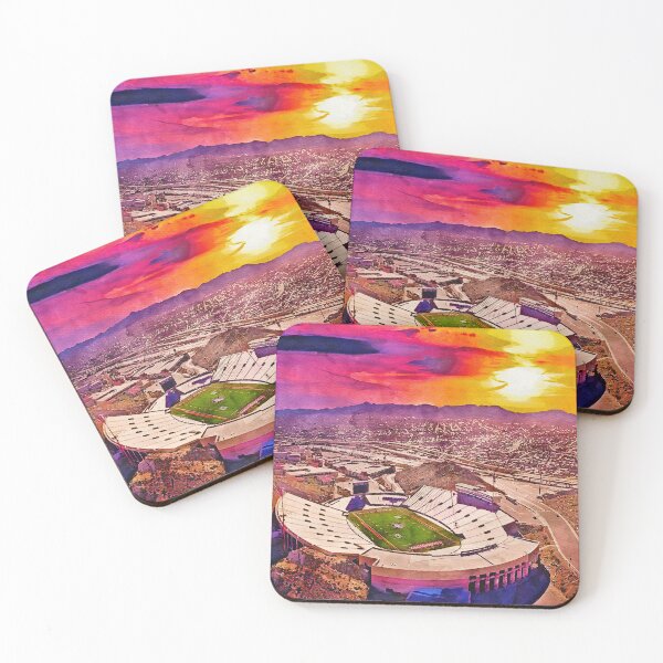 Item preview, Sun Bowl stadium in El Paso at sunset - watercolor painting designed and sold by NickoPrints.