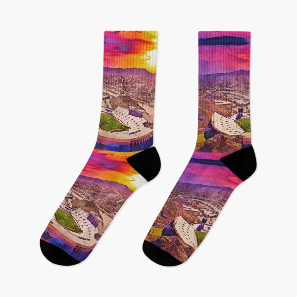 Item preview, Sun Bowl stadium in El Paso at sunset - watercolor painting designed and sold by NickoPrints.