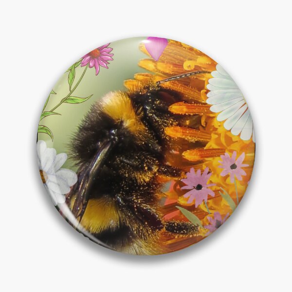 Item preview,  Bright Colorful Bumblebee With Flowers Digital Collage Design designed and sold by EarthArtDesigns.