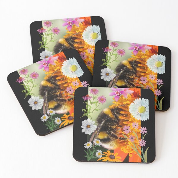 Item preview,  Bright Colorful Bumblebee With Flowers Digital Collage Design designed and sold by EarthArtDesigns.