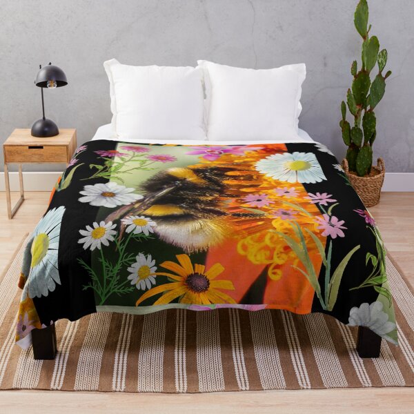 Item preview,  Bright Colorful Bumblebee With Flowers Digital Collage Design designed and sold by EarthArtDesigns.