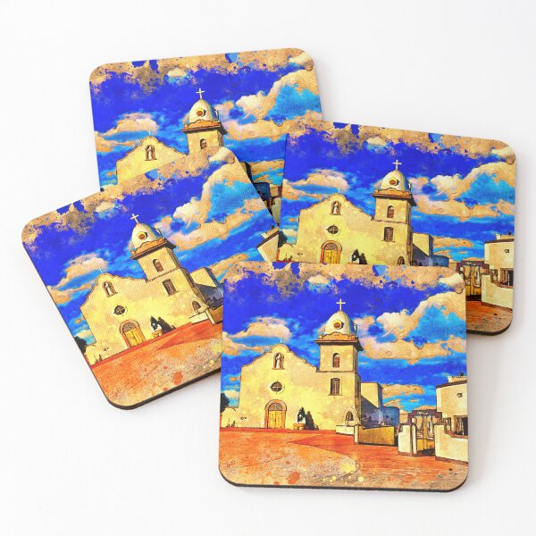 Item preview, Ysleta Mission in El Paso, Texas - digital painting with vintage look designed and sold by NickoPrints.