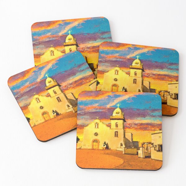 Item preview, Ysleta Mission in El Paso, Texas, at sunset - digital painting designed and sold by NickoPrints.