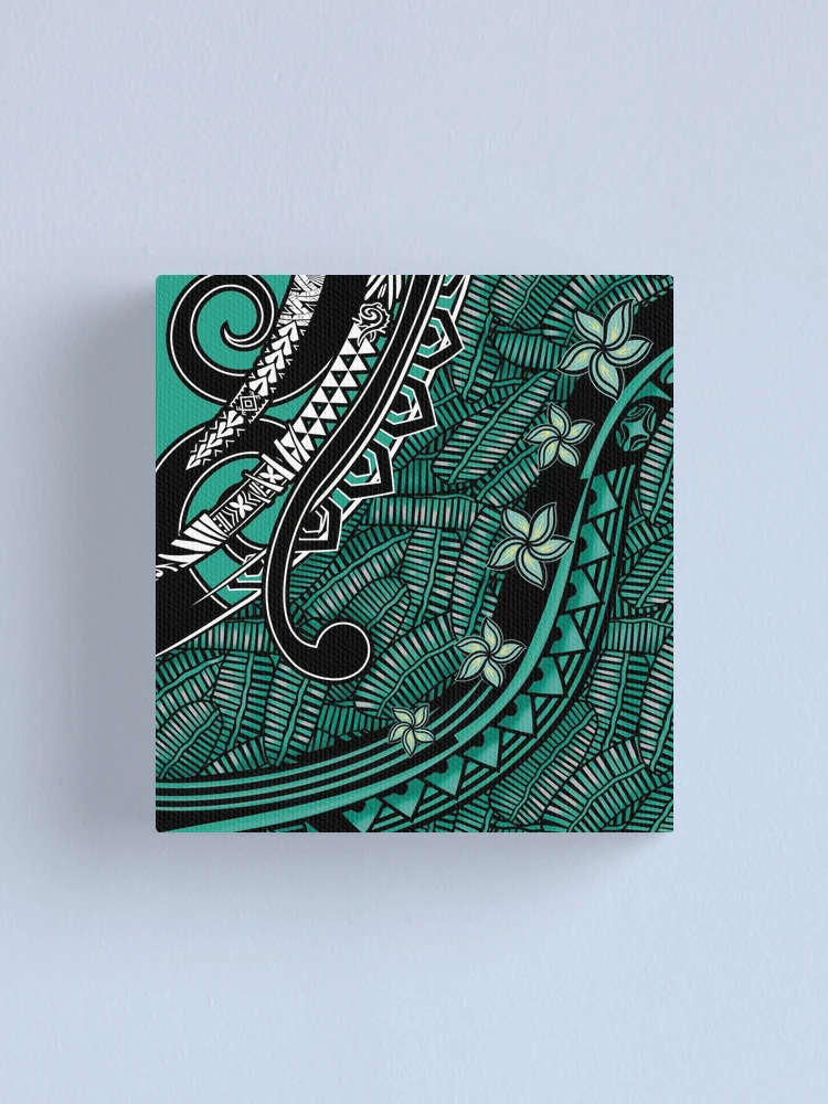 Samoan - Polynesian - Hawaiian Tribal Emerald Ocean Artboard 2042 | Canvas  Print