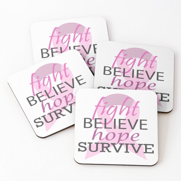 Item preview, Cancer Awareness Pink Ribbon Fight Believe Hope Survive Text Typography designed and sold by WearWolfDesigns.
