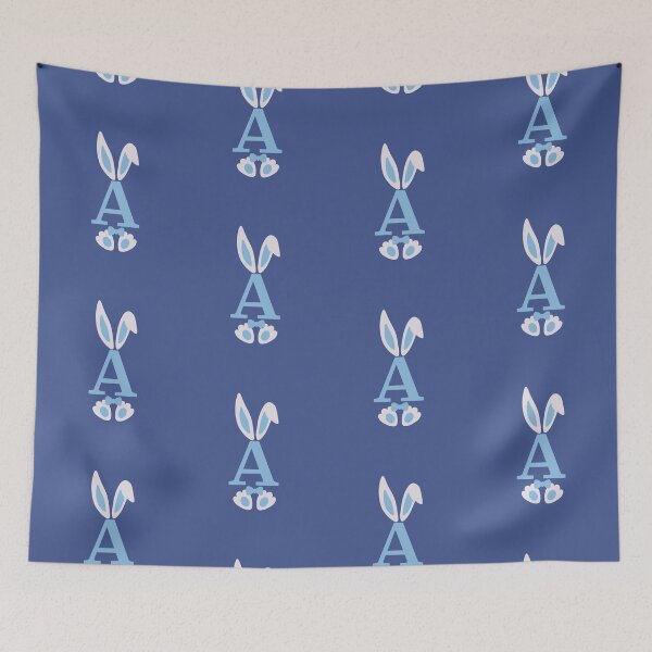 Item preview, A Letter Monogram Initial Blue Bunny Easter designed and sold by SpringMoonPress.
