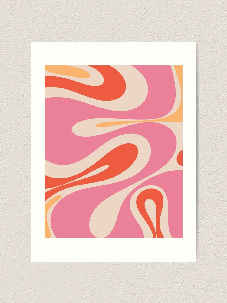 Mellow Flow Retro 60s 70s Abstract Pattern Pink Orange