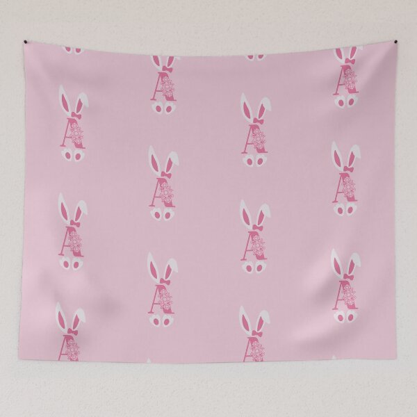 Item preview, A Letter Floral Monogram Initial Pink Bunny Easter designed and sold by SpringMoonPress.