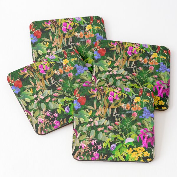 Item preview, Floral blooms and flowers exotic garden, roses and flowers, botanical pattern, flowers illustration, plants pattern, dark green floral designed and sold by ZeinabTaha.
