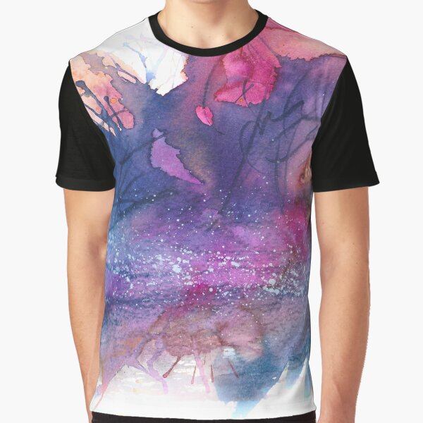 Abstract Blue Pink Landscape Graphic T-Shirt