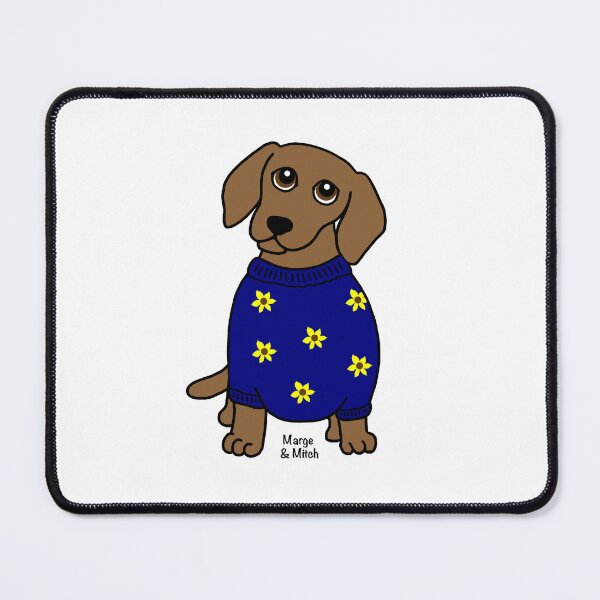Artikelvorschau, Niedlicher Dackel-Wurst-Hund mit Blumen-Pullover entworfen und verkauft von Scat the cat.