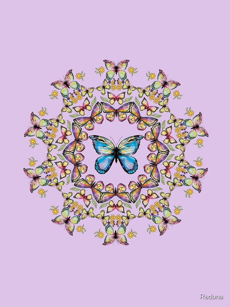 Thumbnail 5 von 5, Grafik T-Shirt, Mandala hellblauer Schmetterling designt und verkauft von Raduna.