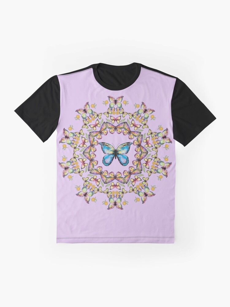 Thumbnail 4 von 5, Grafik T-Shirt, Mandala hellblauer Schmetterling designt und verkauft von Raduna.