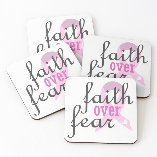 Item preview, Cancer Awareness Pink Ribbon Faith over Fear Text Typography designed and sold by WearWolfDesigns.