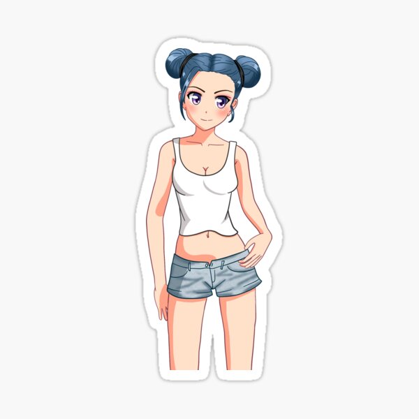 Cute Blue Haired Anime Girl in Qipao Original Artwork Sticker for Sale by  LadyFeatherbutt