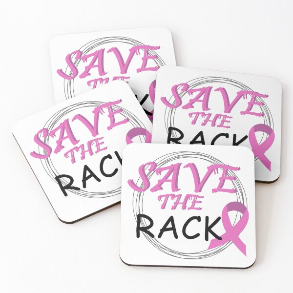 Item preview, Cancer Awareness Pink Ribbon Save the Rack Text Typography designed and sold by WearWolfDesigns.