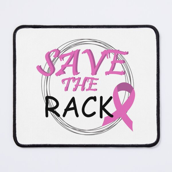Item preview, Cancer Awareness Pink Ribbon Save the Rack Text Typography designed and sold by WearWolfDesigns.