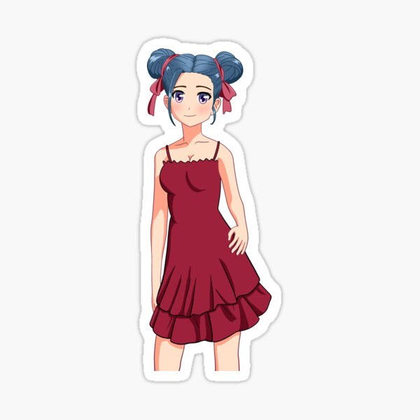 Cute Blue Haired Anime Girl in Qipao Original Artwork Sticker for Sale by  LadyFeatherbutt