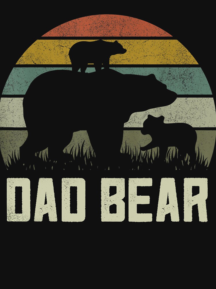 Dad Papa Bear Two Cubs Shirt 2 Kids Father's Day Gift Kids Long