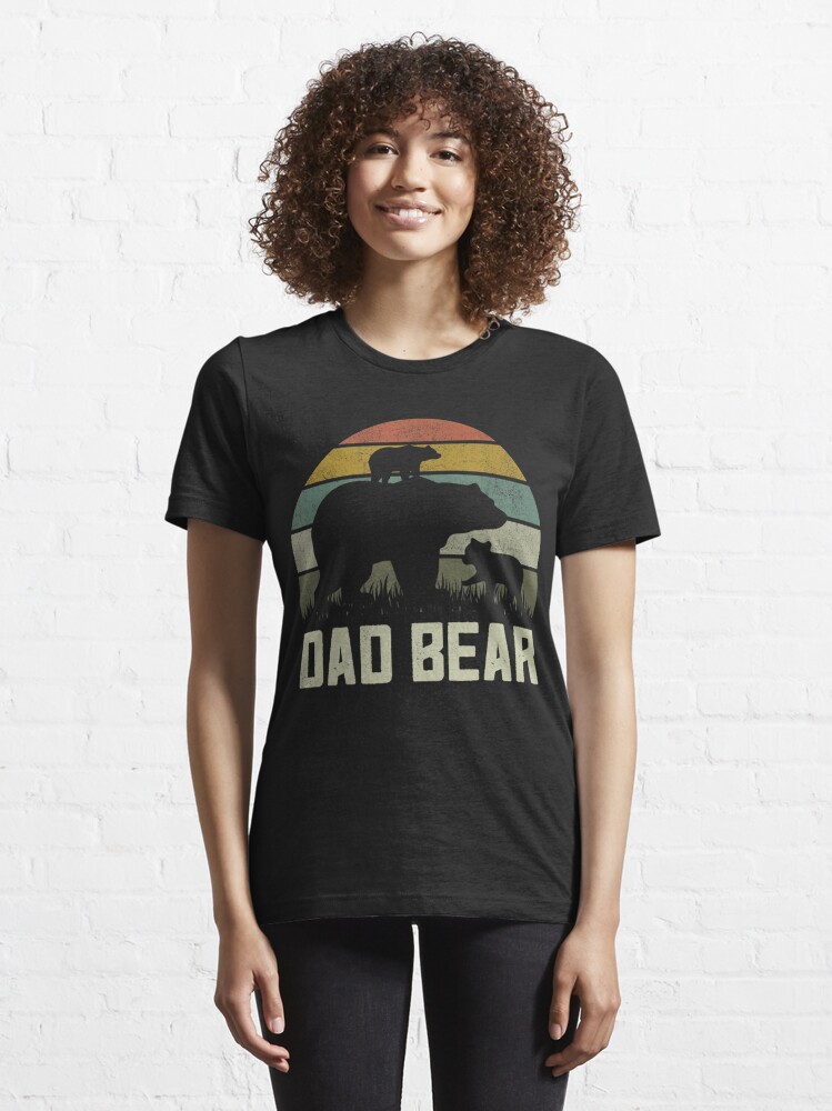 Womens Daddy Bear 2 Cubs Father Day Funny Daddy Bear Twin Dad 2 Kid V-Neck  T-Shirt