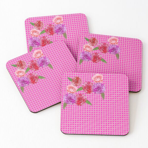 Aperçu de l'œuvre Plaid rose vif avec camélias créée et vendue par Greenbaby.