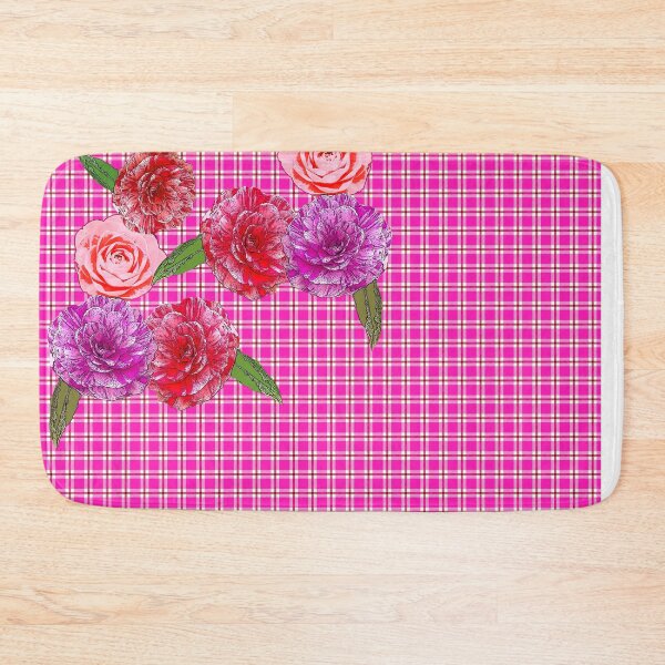 Aperçu de l'œuvre Plaid rose vif avec camélias créée et vendue par Greenbaby.