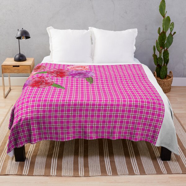Aperçu de l'œuvre Plaid rose vif avec camélias créée et vendue par Greenbaby.