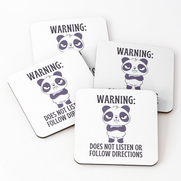 Item preview, Warning, Does not listen or follow directions, Funny angry panda design  designed and sold by Auntieck.
