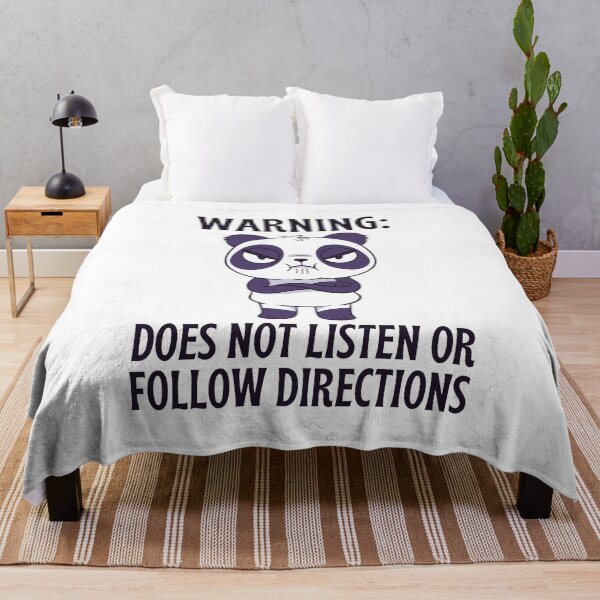 Item preview, Warning, Does not listen or follow directions, Funny angry panda design designed and sold by Auntieck.