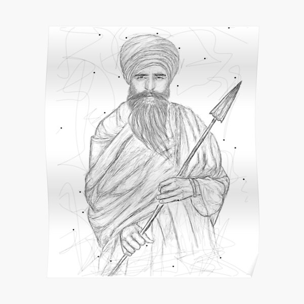 Sant Jarnail Singh Khalsa Bhindrawale Drawing by Jaspreet Singh  Pixels