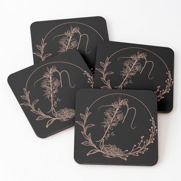 Item preview, Rose Gold Floral Monogram M designed and sold by ModernStyleBoho.