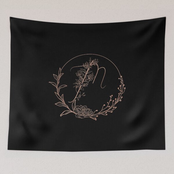 Item preview, Rose Gold Floral Monogram M designed and sold by ModernStyleBoho.