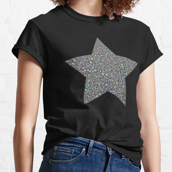 Silver Glitter Macro Star Classic T-Shirt