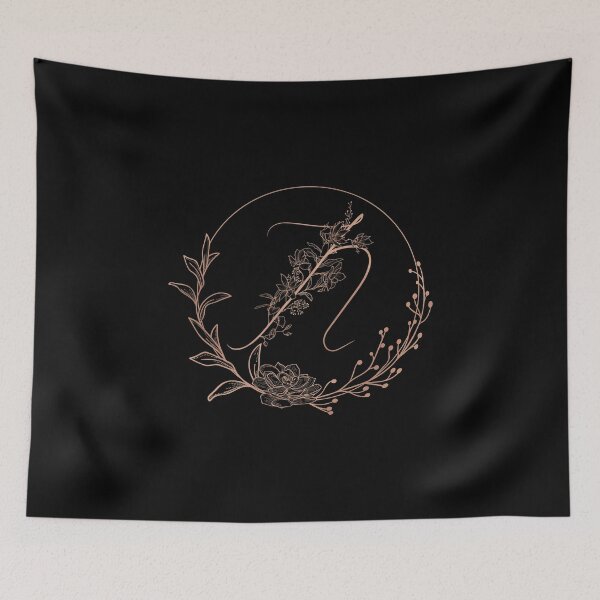 Item preview, Rose Gold Floral Monogram N designed and sold by ModernStyleBoho.