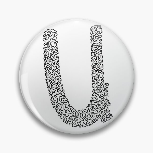 Item preview, single line letter U in black  designed and sold by succy-arts.
