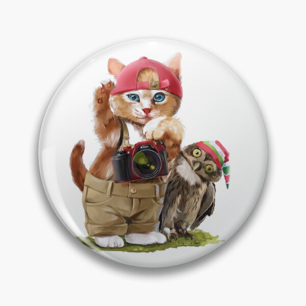 Item preview, gato ilustrador y búho designed and sold by MED-AFDS.